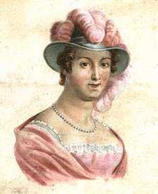 'Portrait of a woman in a feathered hat', c1750-1850. Artist: Unknown