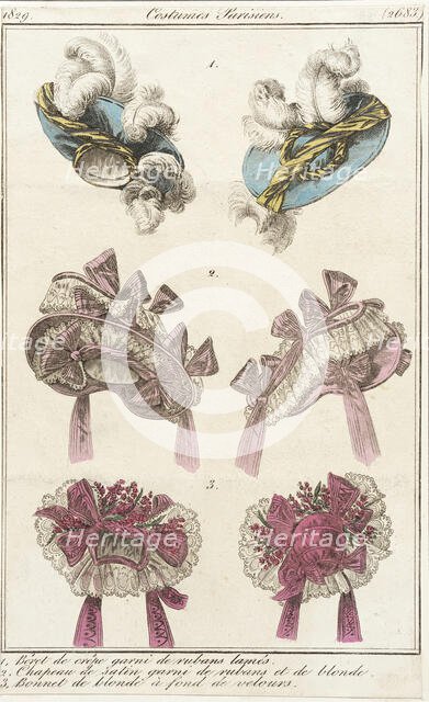 Fashion Plate (Costumes Parisiens), 1829. Creator: Unknown.