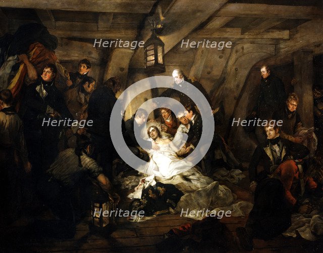The death of Admiral Lord Nelson, 1805 (1807).Artist: Arthur William Devis