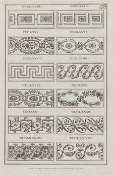 Panels of Ornament, nos. CCCLXXIII-CCLXXXIV ("Designs for Various Ornaments," pl..., April 29, 1791. Creator: Michelangelo Pergolesi.
