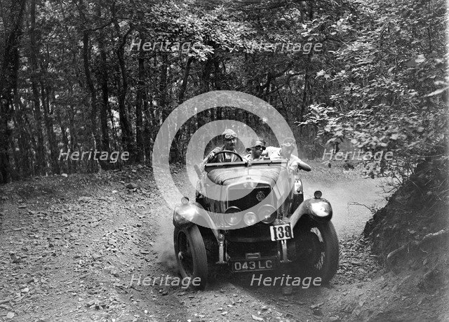 Alfa Romeo 22/90 of M Chambers, B&HMC Brighton-Beer Trial, Fingle Bridge Hill, Devon, 1934. Artist: Bill Brunell.