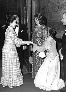 Princess Margaret with Vere Harmsworth and Harold Sebag-Montefiore at the Gala Ballet, 1971. Artist: Unknown