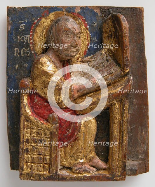 Miniature Relief of Saint John the Evangelist at His Writing Table, German, 1200-1225. Creator: Unknown.