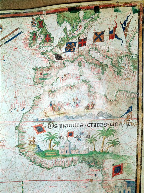 Map by Bastian Lopez showing Europe, the British Isles and part of Africa, Portuguese, 1558. Artist: Bastiaim Lopez