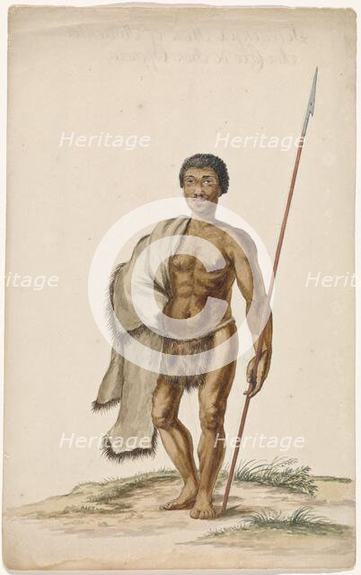 Khoekhoe man with assegaai, c.1675-c.1725.  Creator: Anon.