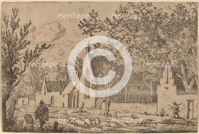 Swine Herd near a Chapel, probably c. 1645/1656. Creator: Allart van Everdingen.