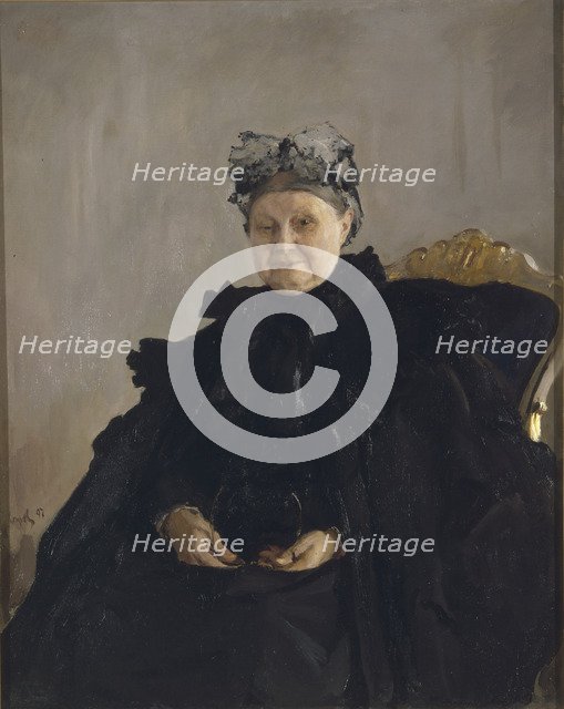 Portrait of Maria Fyodorovna Morozova, née Simonova (1830-1911), 1897. Artist: Serov, Valentin Alexandrovich (1865-1911)