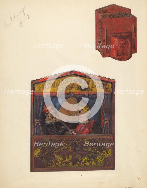 Punch and Judy Bank, c. 1937. Creator: Alf Bruseth.