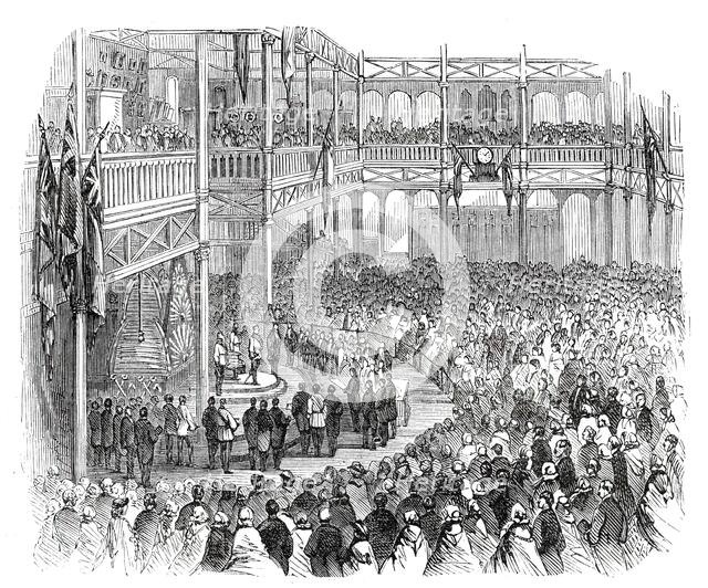 The Prince opening the Industrial Exhibition in the Crystal Palace, 1860. Creator: Unknown.