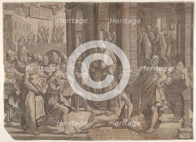 Saint John and Saint Peter Healing the Cripple, 1553. Creator: Lambert Suavius.