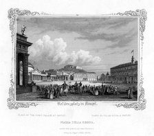 Square in front of the King's Palace at Naples, Italy, 19th century. Artist: J Poppel