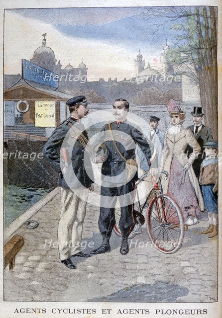 A cycle and water police officer, Paris, 1900. Artist: Oswaldo Tofani