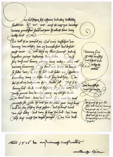 Draft of Albrecht Durer's dedication to Bilibald Pirckheimer, c1523. Artist: Albrecht Dürer
