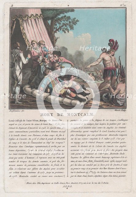 Mort de Montcalm [The Death of Montcalm at Quebec..., late 18th-early 19th century. Creator: Jean Baptiste Morret.