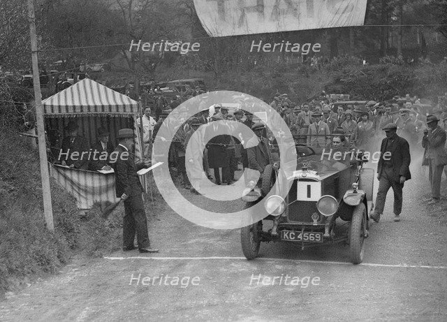 Vauxhall 30/98 of OHG Burton at the Shelsley Walsh Amateur Hillclimb, Worcestershire, 1929. Artist: Bill Brunell.