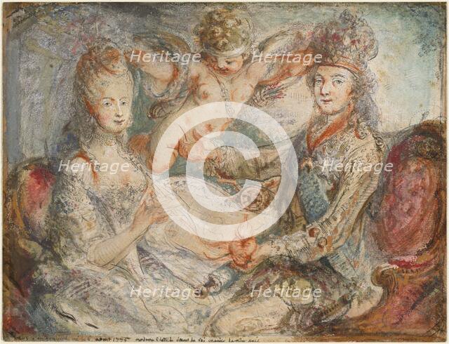 Louis XVI and Marie-Antoinette Crowned by Love, 1775. Creator: Gabriel de Saint-Aubin.