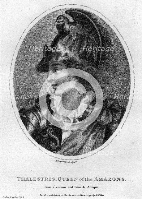 Thalestris, mythical Queen of the Amazons, 1797.Artist: J Chapman