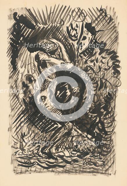 Woman and a monster, 1st half 20th century. Creator: Arnold Peter Weisz-Kubincan.