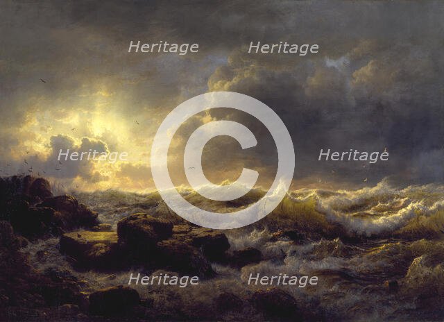 Clearing Up--Coast of Sicily, 1847. Creator: Andreas Achenbach.