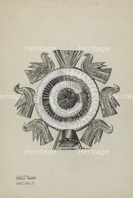 Cut Tin Candleholder, 1936. Creator: Irene M. Burge.
