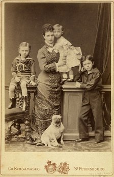 Grand Duchess Maria Fyodorovna with children, Nicholas Alexandrovich, George Alexandrovich and Xenia