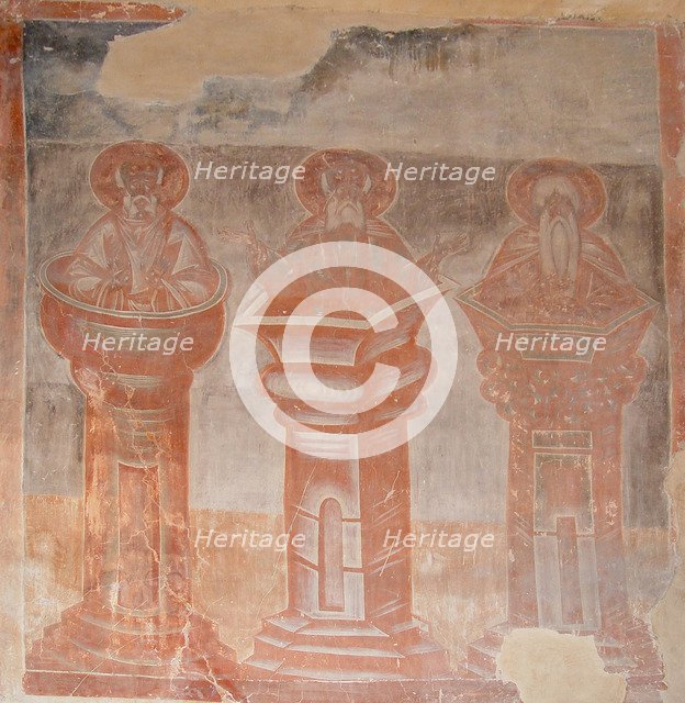 Saints Simeon Stylites the Elder, Simeon Stylites the Younger and Alypius the Stylite, 1378. Artist: Theophanes the Greek (ca. 1340-ca. 1410)