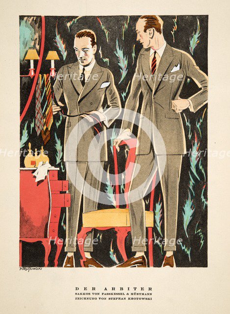 Der Arbiter, outfits by Fasskessel & Muntmann,  from Styl, pub. 1922 (pochoir Print)