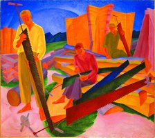 Sawyers, 1926-1927. Creator: Bogomazov, Alexander Konstantinovich (1880-1930).