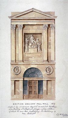 View of the entrance to the British Institution, Pall Mall, Westminster, London, 1819. Artist: Charles James Richardson