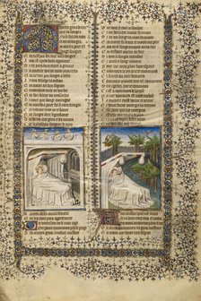 Scipio Lying in Bed Dreaming; Guillaume de Lorris Lying in Bed Dreaming, about 1405. Creators: Unknown, Guillaume de Lorris.