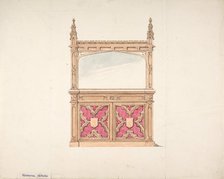 Design for Gothic Style Cabinet with Mirror, early 19th century. Creator: Anon.