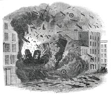 Explosion of a Steam-Boiler in Hague-Street, New York, 1850. Creator: Unknown.