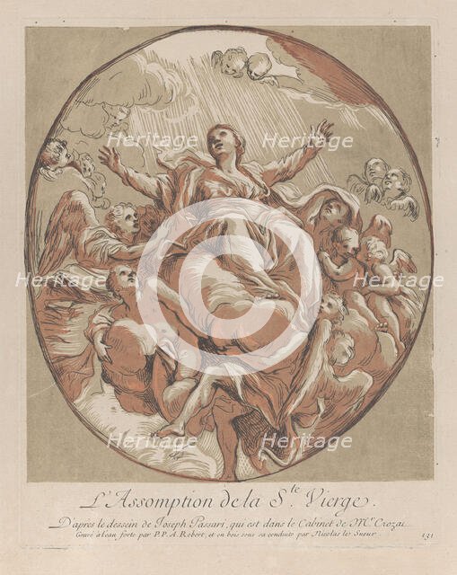 Assumption of the Virgin; from 'Recueil d'estampes d'après les plus beaux tableaux ..., ca. 1729-40. Creator: Nicolas Le Sueur.