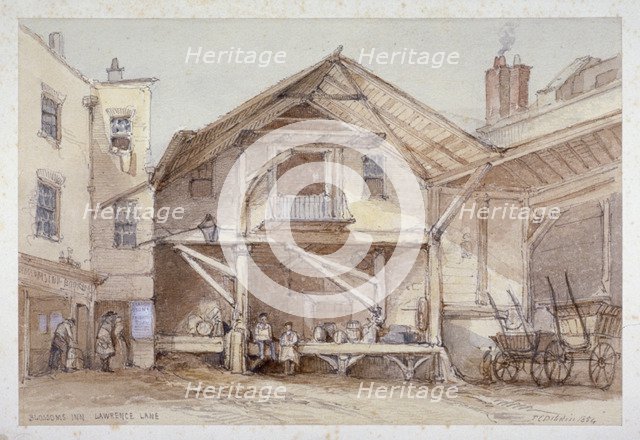 Blossoms Inn, Lawrence Lane, City of London, 1854.               Artist: Thomas Colman Dibdin