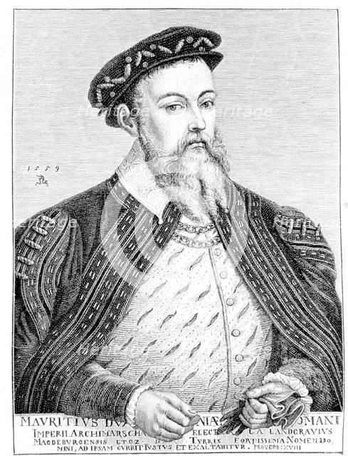  Maurice   of Sajonias (1521-1553), Duke and Elector of Saxony (1547-1553) engraving  copy of a P…