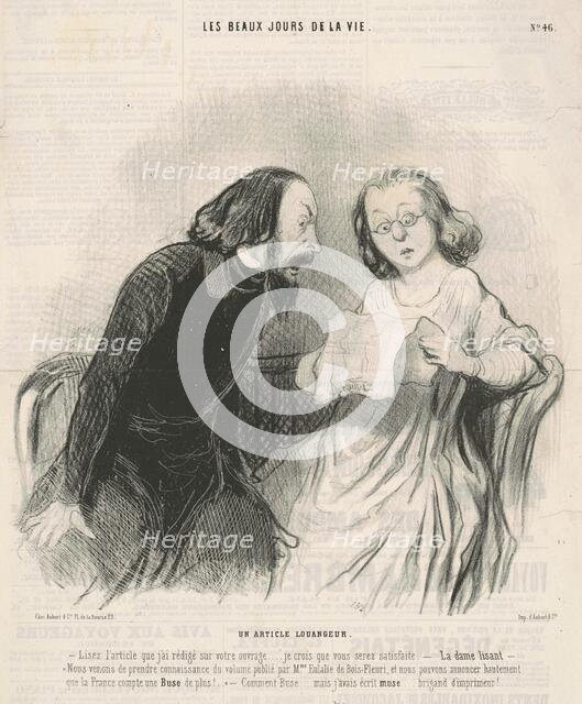 Un article louangeur, 19th century. Creator: Honore Daumier.