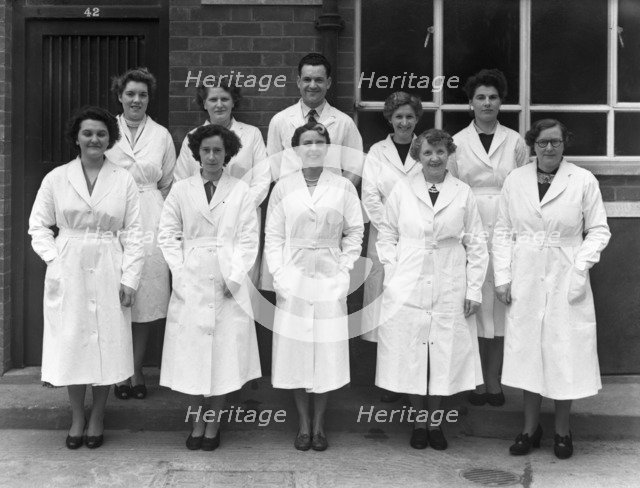 Staff from Schonhut's butchery factory, Rawmarsh, South Yorkshire, 1955. Artist: Michael Walters