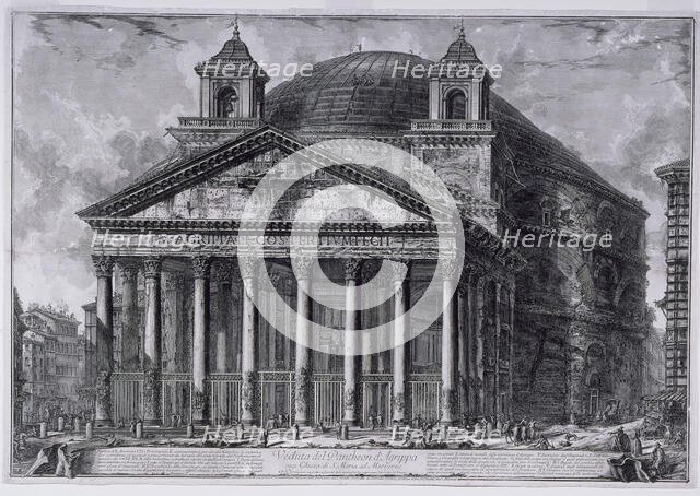 View of the Pantheon of Agrippa, today Santa Maria ad Martyres., c1761. Creator: Giovanni Battista Piranesi.