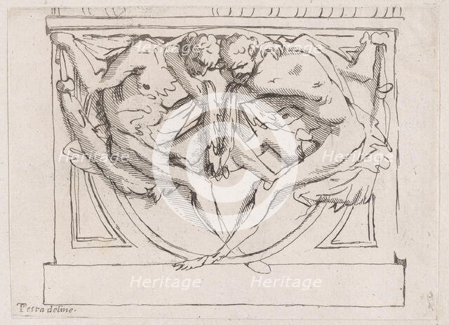 Stucco bas-relief with two male figures, 1700-1800. Creator: Anon.