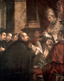 St. Ignatius of Loyola at the feet of Pope Paul III, in the event of the approval of the Society …