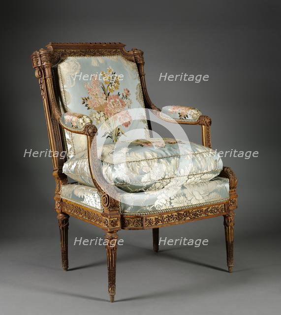 Pair of Armchairs (Fauteuil), c. 1785. Creator: Nicolas-Denis Delaisement (French).