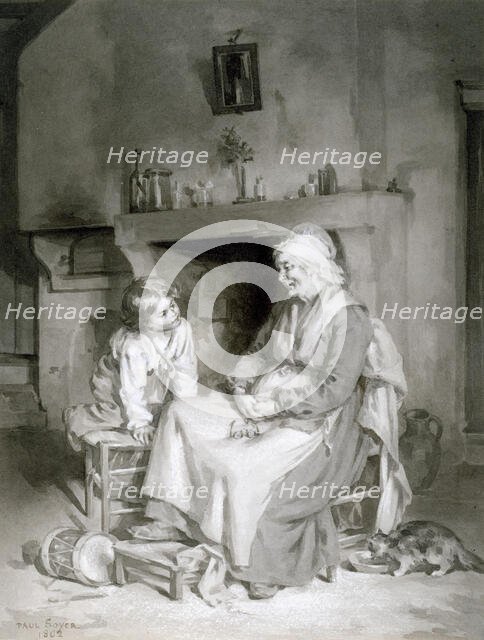 Interior with Old Woman and Boy, 1862. Creator: Paul Constant Soyer.