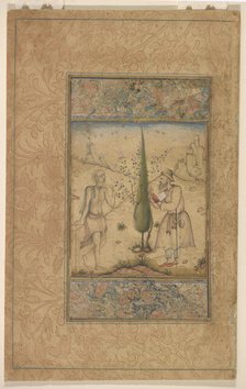 A pilgrim and an ascetic in conversation, Mughal dynasty, ca. 1600. Creator: Unknown.