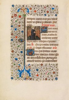 Abbot Maurus with a Staff and a Book; Book of Hours, about 1440-1450. Creator: Workshop of the Bedford Master.