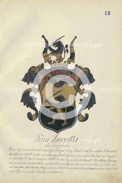 Coat of arms of the Lavott family, 1904-1910. Creator: Adolf Medzihradsky.