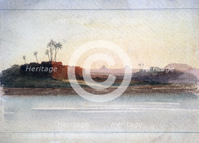 'Pyramids from the Nile, Cairo', Egypt, 19th century. Artist: GS Cautley