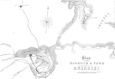 Plan of the harbour and town of Brindisi, 1869. Creator: Unknown.