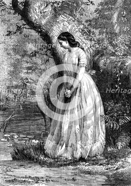 "Maidenhood" - painted by G. E. Hicks - from the Exhibition of the Royal Academy, 1856.  Creator: T. Bolton.