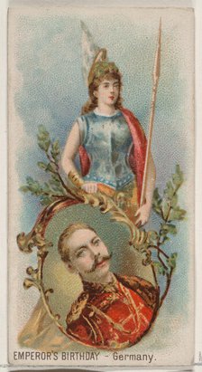 Emperor's Birthday, Germany, from the Holidays series (N80) for Duke brand cigarettes, 1890., 1890. Creator: George S. Harris & Sons.