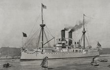 Spanish-American War:US battleship "Maine" anchored in the harbour of Havana, Cuba, 1898.  Creator: Enrique Laporta Valor.